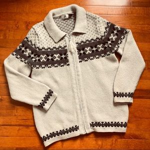 MAURICES shetland wool beige brown zip front cardigan 🔥🔥🔥 L